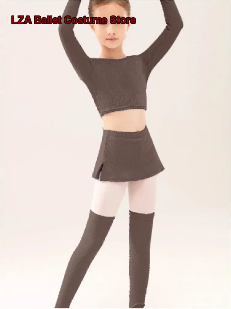 Children's Girls Dance Sweater Black Gray Jumping Gymnastics Cardigan Autumn Winter Kids