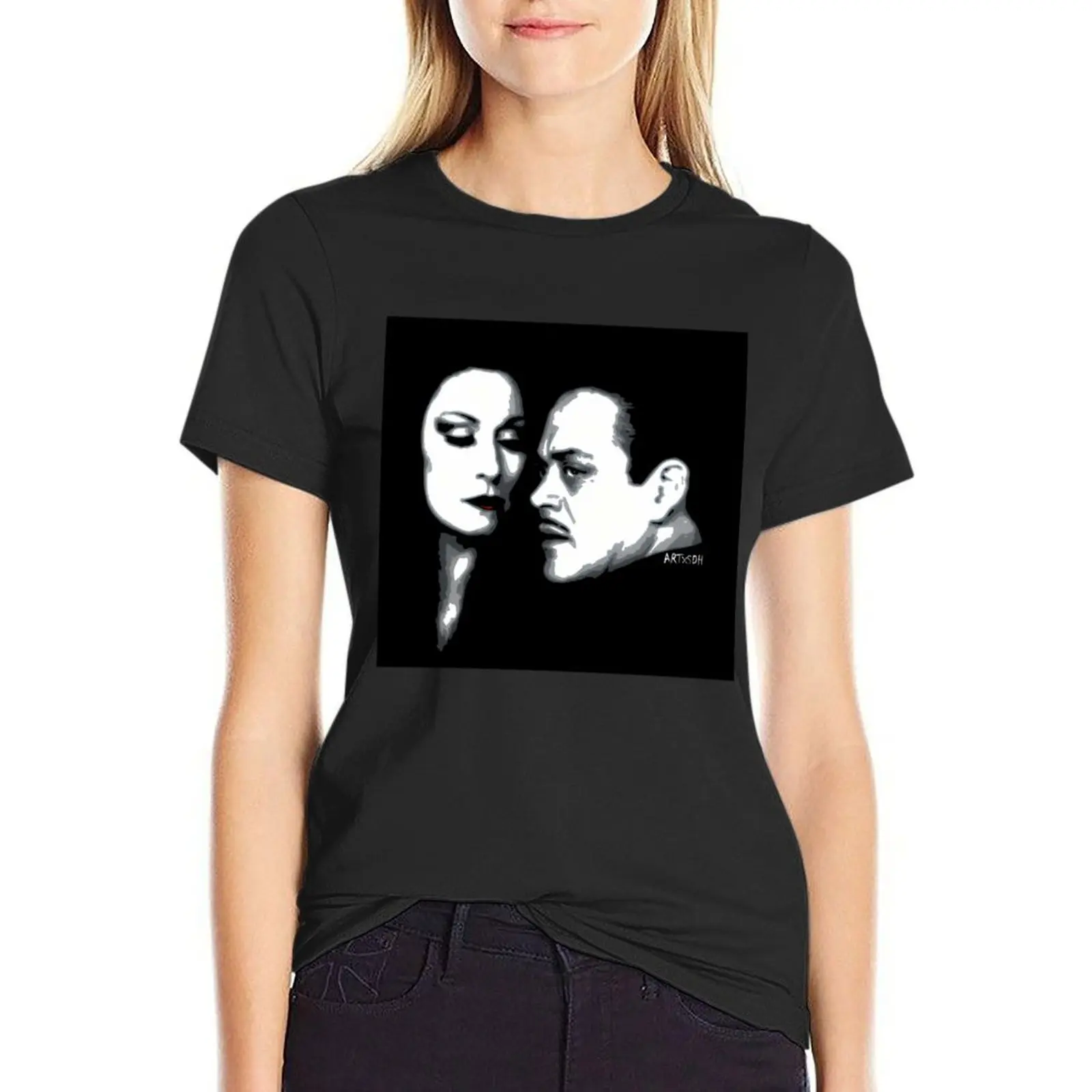 

Gomez and Morticia T-Shirt heavyweights lady clothes summer top Women tops