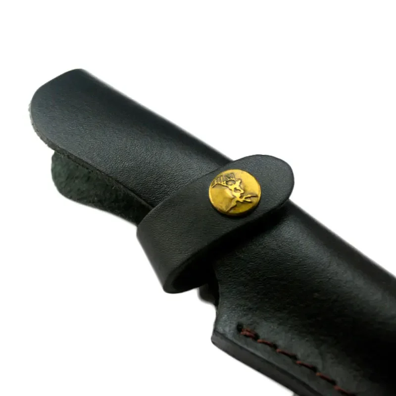 Swayboo, 1 Uds., cuchillo negro fijo Universal, Funda de cuero, Material de piel de vaca, cuchillo de caza, accesorios de herramientas de transporte con hebilla