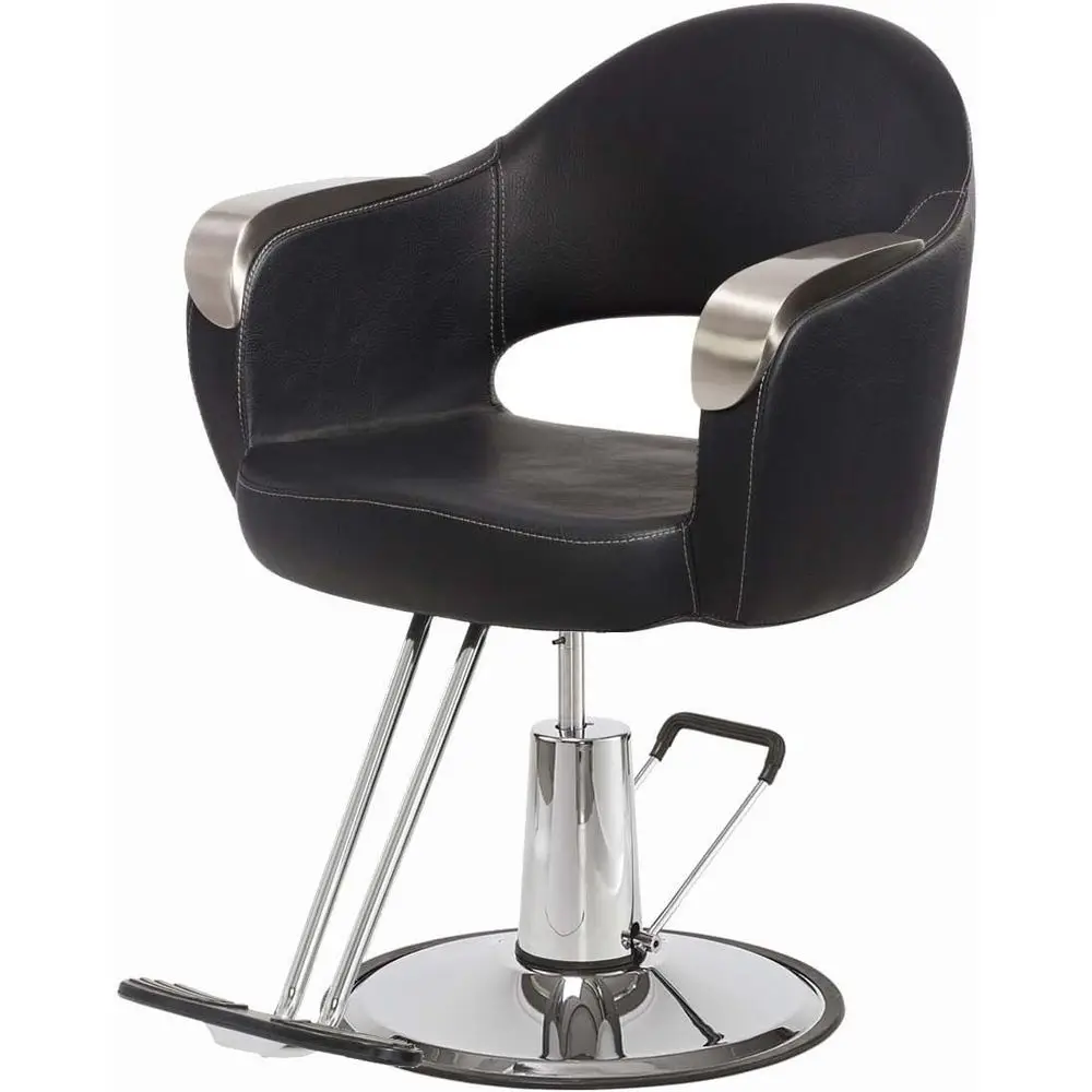 

Luna Silver Styling Chair with Ergonomic Stitch, Chrome Arms, Cushioned Seat, Stainless Base, Adjustable Height, Y-356-1