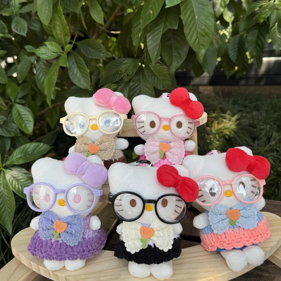 

Cute Plush Doll Keychain Hello Kitty Kawaii Super Cute Glasses Doll Bag Pendant Cartoon Giving Gifts To Girls Accessories Toy