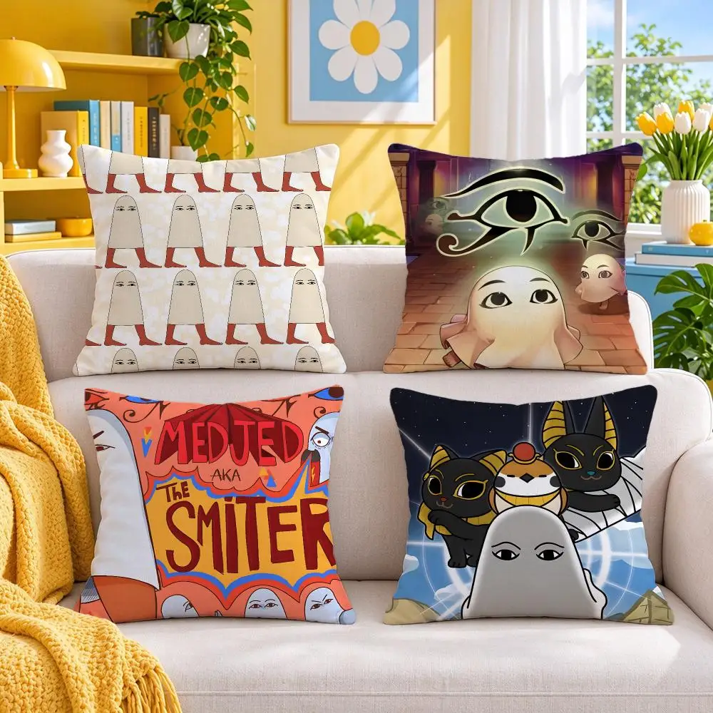 character Medjed Cushion Cover Throw Pillow Short Plush Fresh Bright Cushion for Bedroom Sofa Ornament Present Gift