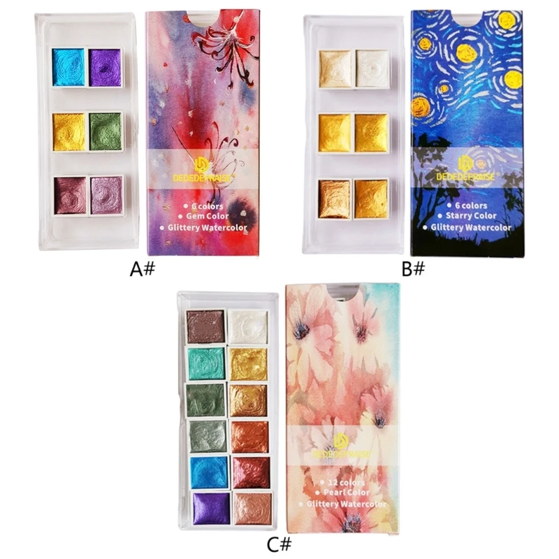Блестящие акварельные пигментные твердые краски 6/12 цветов для рисования, искусства, DIY, Прямая поставка
