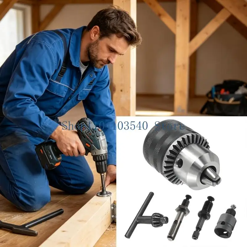 02DC Drill Conversion Adapter Set with Metal Construction, Manual Key Adjustment, and Support for the Listed Drilling and Driver