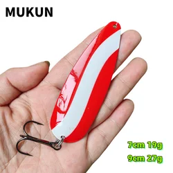 MUKUN 19g 27g Fishing Lure Aritificial Metal Spoon Baits Mix Color Spinner Spoon Trolling Lures For Trout Bass