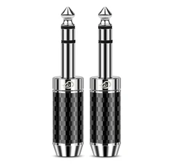 QYFANG 6.35mm 3 Pole Stereo 4 Layer Rhodium Plated Copper Audio Jack Earphone Plug Metal Adapter Carbon Fiber Wire Connector