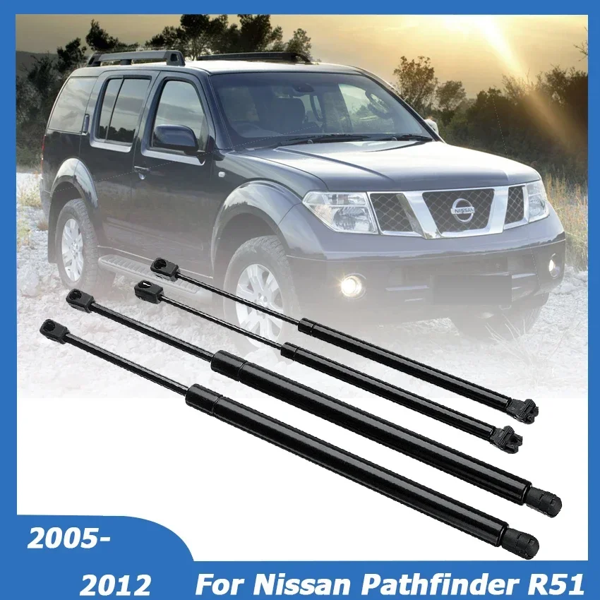 For Nissan Pathfinder R51 2005-2012 Rear Window + Tailgate Boot Gas Struts Support Lift Bar Rod Damper Car Accessories