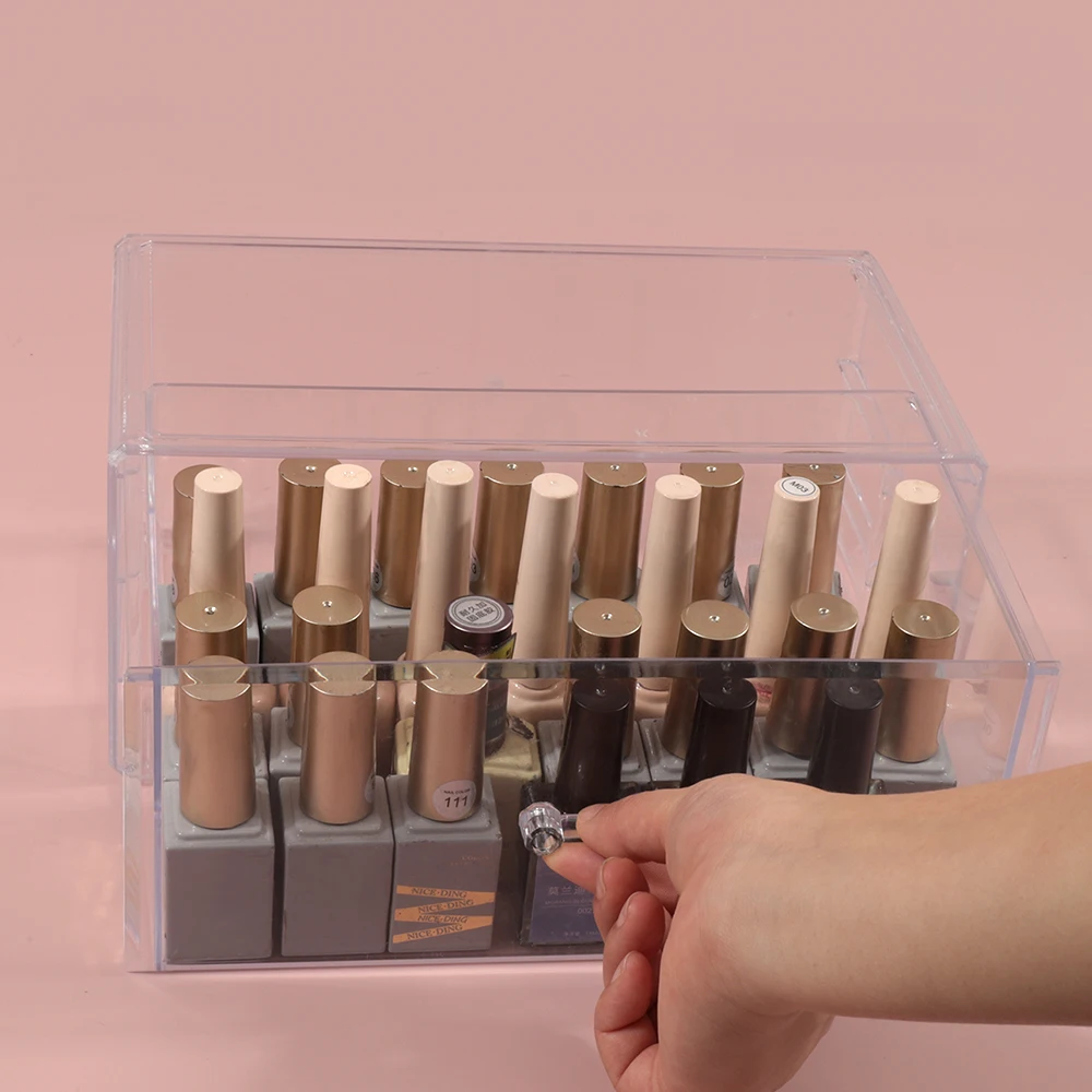 1 قطعة مسمار الفن مستطيل صندوق تخزين شفاف مسمار حجر الراين فرشاة القلم عازلة طحن الملفات المنظم الحاويات