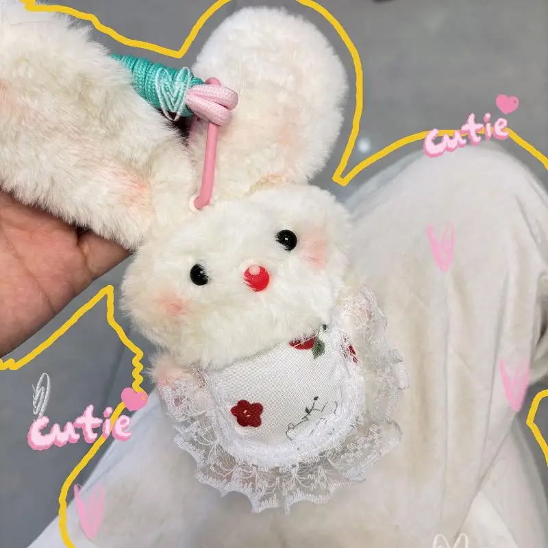 الكرتون أفخم دمية على شكل أرنب لعبة المفاتيح الحلو حقيبة أنيقة قلادة الديكور سيارة كيرينغ للنساء زوجين Kawaii هدية