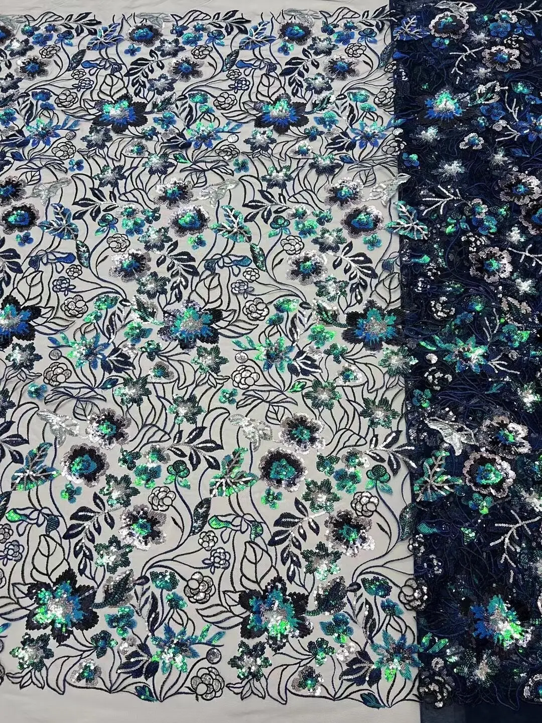 

African Lace Fabric L-1308805 High Quality Nigerian Sequins Tulle Fabric Material For Wedding