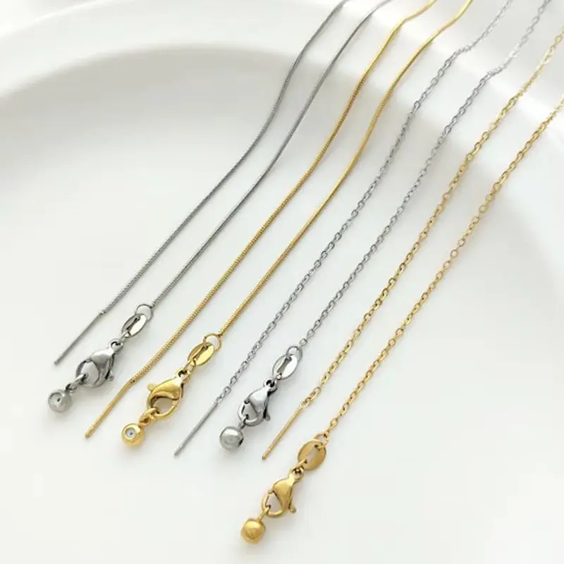 

Titanium Steel Needle Universal Necklace Vacuum Plating Gold O Chain Round Snake Necklace Beaded Lanyard Clavicle Chain B759