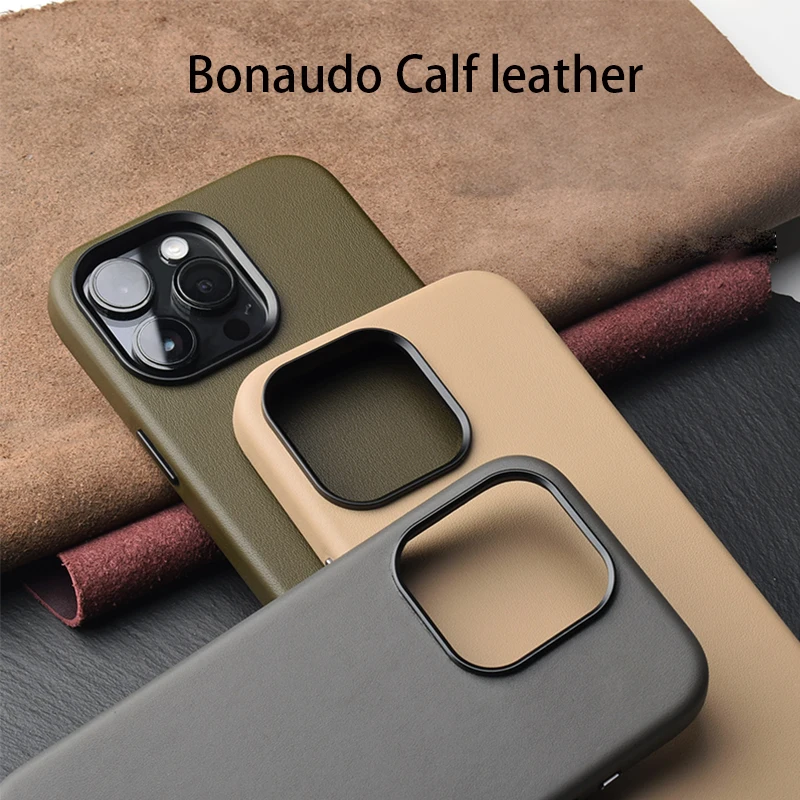 

Italian Bonaudo Leather Case For iPhone 15 Pro Max Luxury Real Skin Phone Back Cover For Apple iPhone 15 Pro Max Magnetic