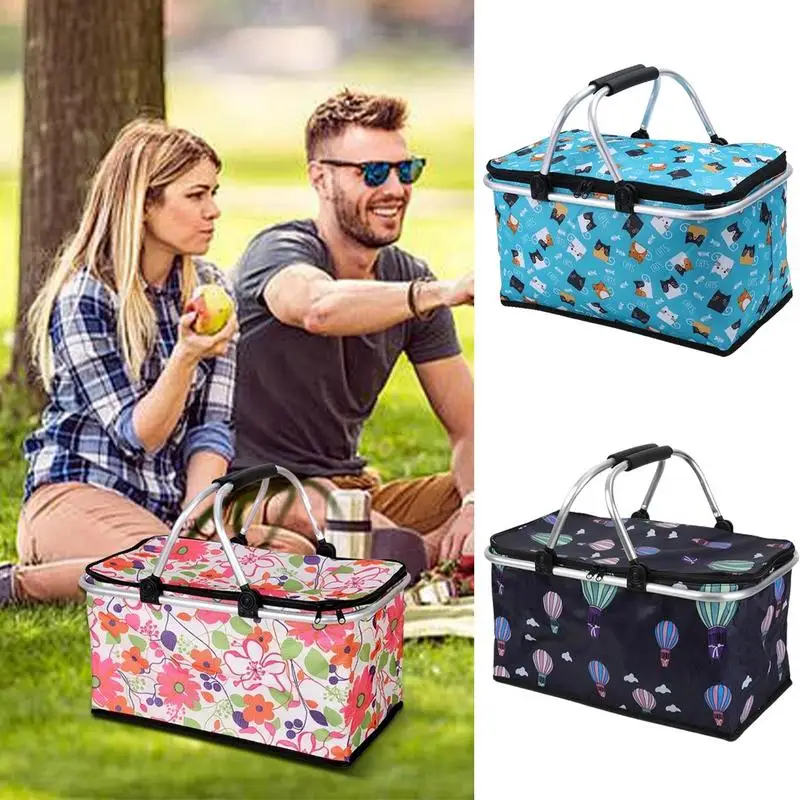 

Multi-functional Picnic Basket Large-capacity Heat Preservation and Cold Box Portable Foldable Fruit Basket Ice Bag for Outdoor