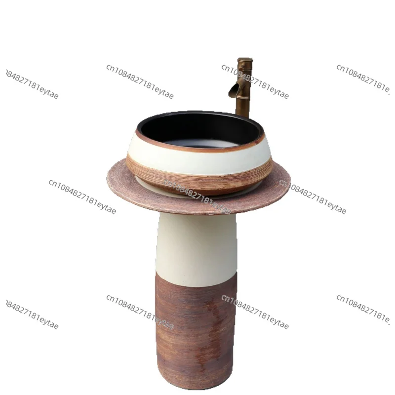 Outdoor Column Wash Basin Small Floor Hand Basin for Balcony Courtyard Home