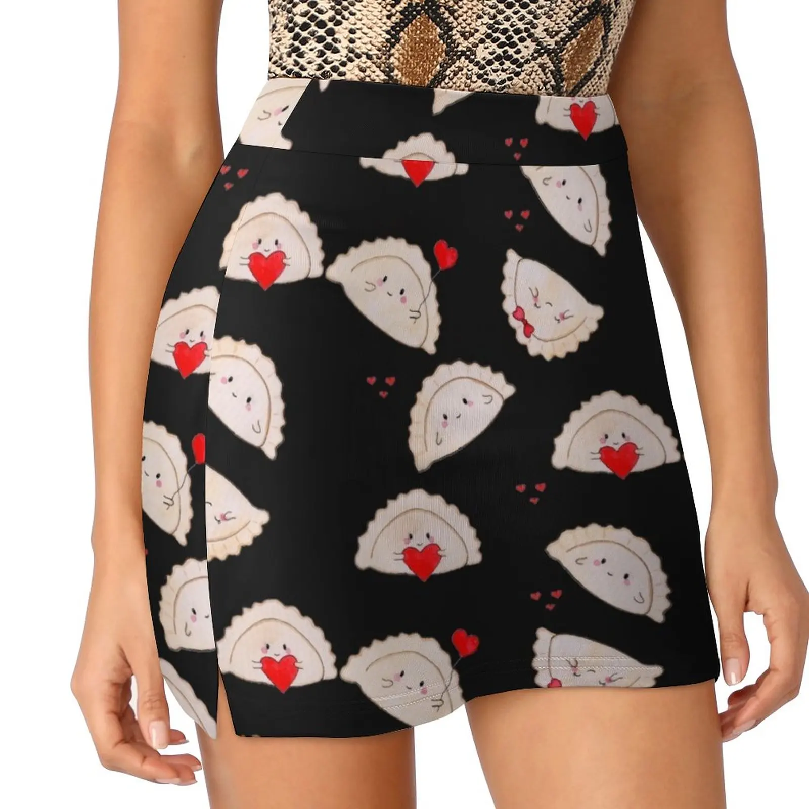 Falda de pantalón a prueba de luz con corazones para mujer, ropa de mujer, vestido de amor de San Valentín pequeño, dumplings, pierogi, nuevo