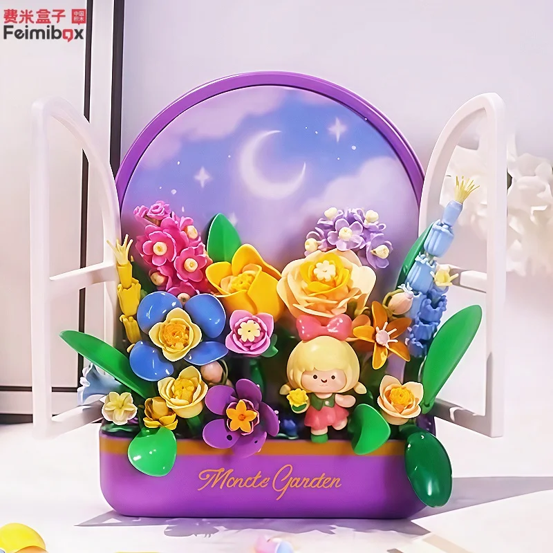 

Feimibox Eternal Flower Building Blocks Monet's Garden Assembly Toy 3D Flower Splicing Model Creative Gift Home Ornament