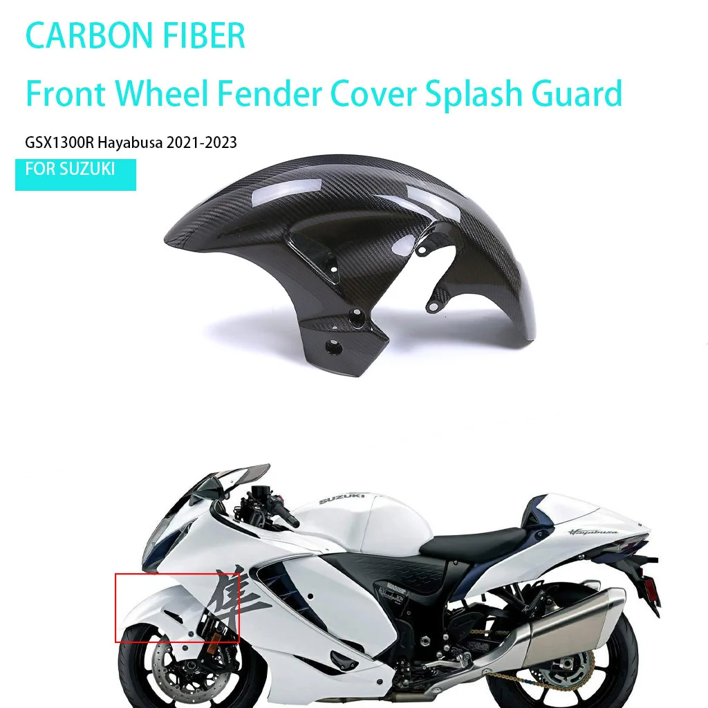 100% Carbon Fiber Front Mudguard Fender For SUZUKI GSX1300R Hayabusa 2021-2023 Mud Splash Guard Cover Wheel Hugger Accessories