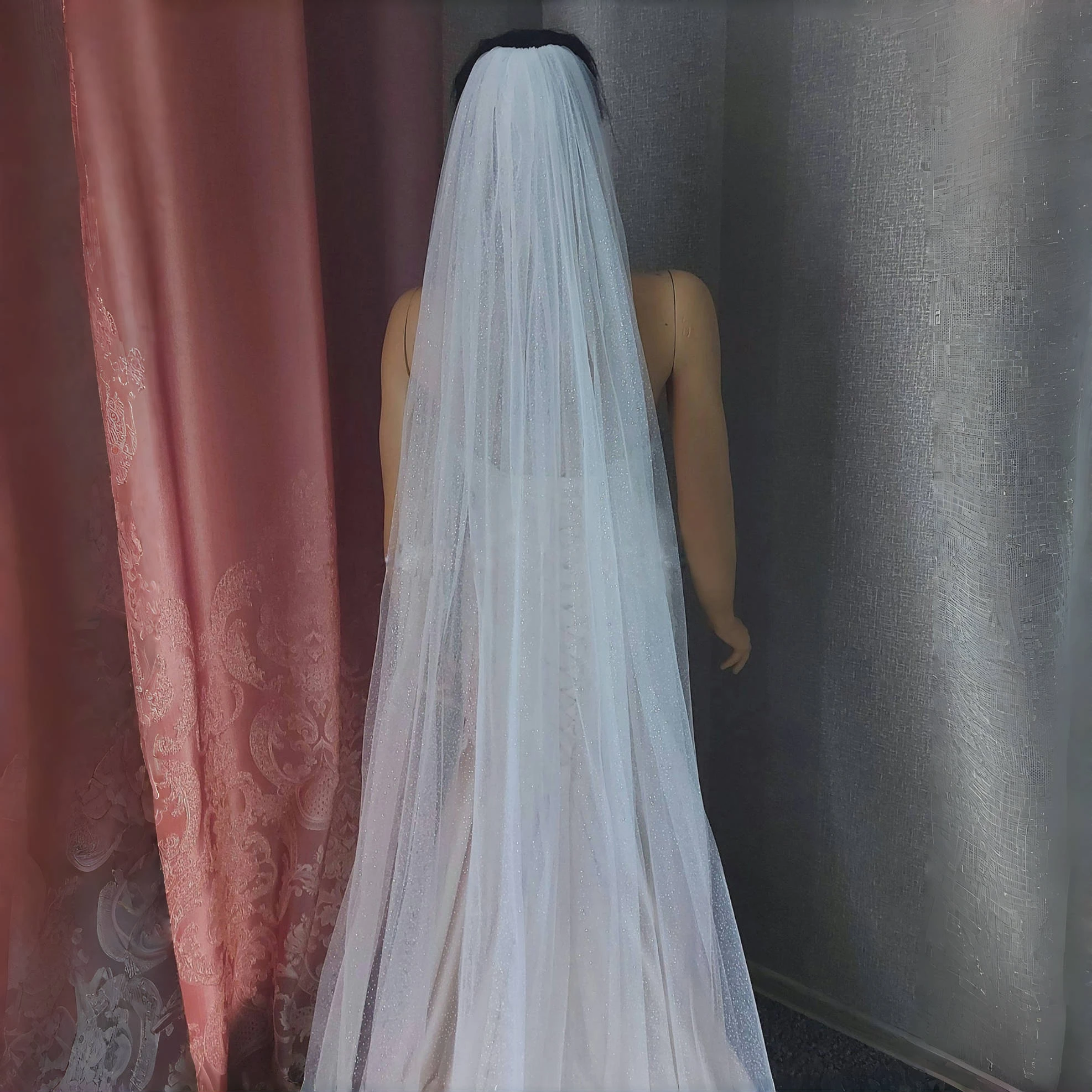Glitter Tulle Bridal Veil with Comb Multiple Lengths Romantic Sparkling Wedding Veil for Bride Church Ceremony G101