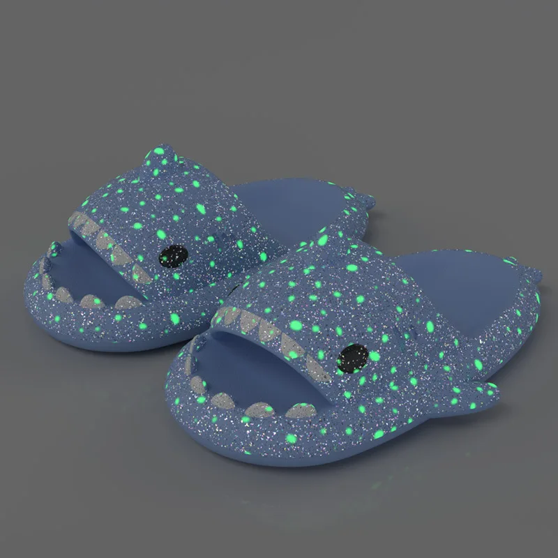 Women Luminous Starry Sky Cartoon Shark Shape Femlae New EVA Slippers Couple Home Platform Cartoon Beach Sandals Chaussure Femme