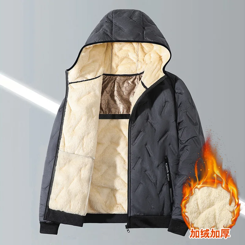 Cappotto invernale da uomo in lana di agnello più giacca in cotone ispessito in pile con grafene