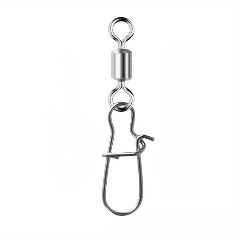 

50pcs/100pcs box 4# 6# 8#10#12#Stainless Steel Fishing Connector Pin Bearing Rolling Swivel with Snap Fishhook Lure Accessories
