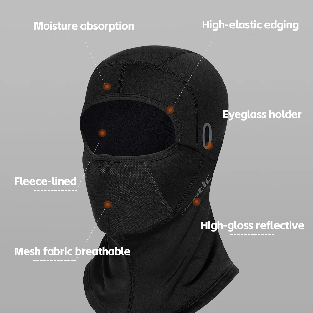 Santic Cycling Mask with Sunglass Holder Design Men's Outdoor Thermal Face Protector Extended Neck Protection Fleece Sports Mask