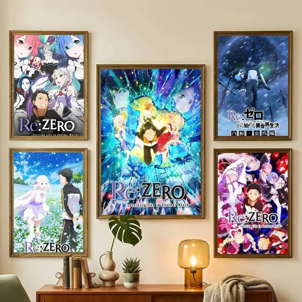 1pc Anime Re Zero-Starting Life In Another World Poster Sticker Print Waterproof Wall Art For Living Room Bedroom Home Decor