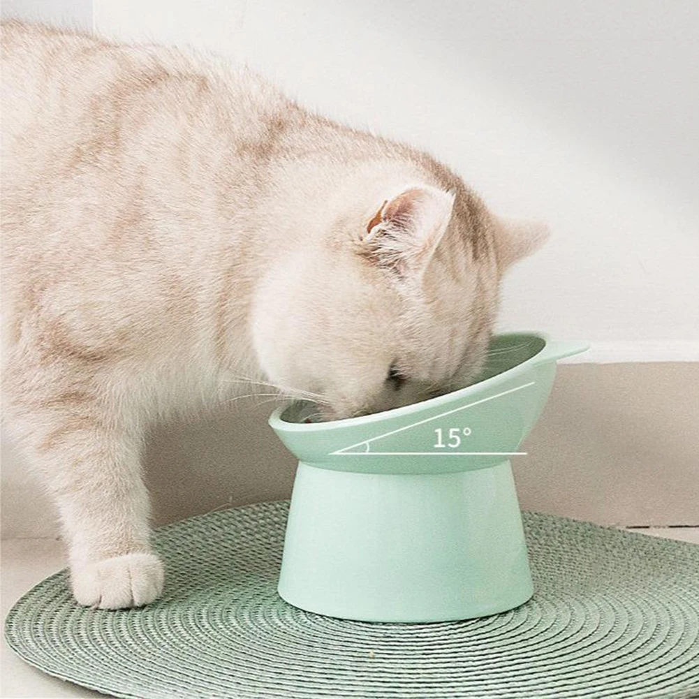 Cat Food Bowl Tilted Design Pet Dry Wet Food Dispenser Dish Anti-overturning Neck Protection Feeding Dish Small Dog Food Feeder