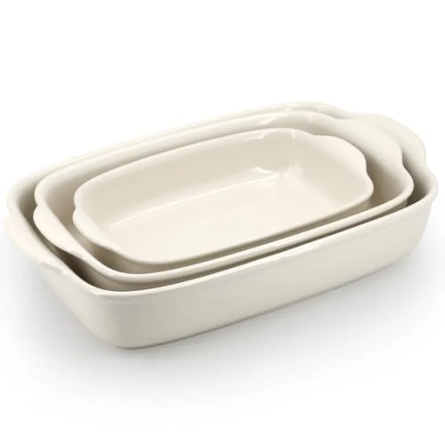 

Набор из 3 керамических форм для запекания: прочные, жаропрочные, глубокие прямоугольные формы из каменной керамики для лазаньи и выпечки при высоких температурах
