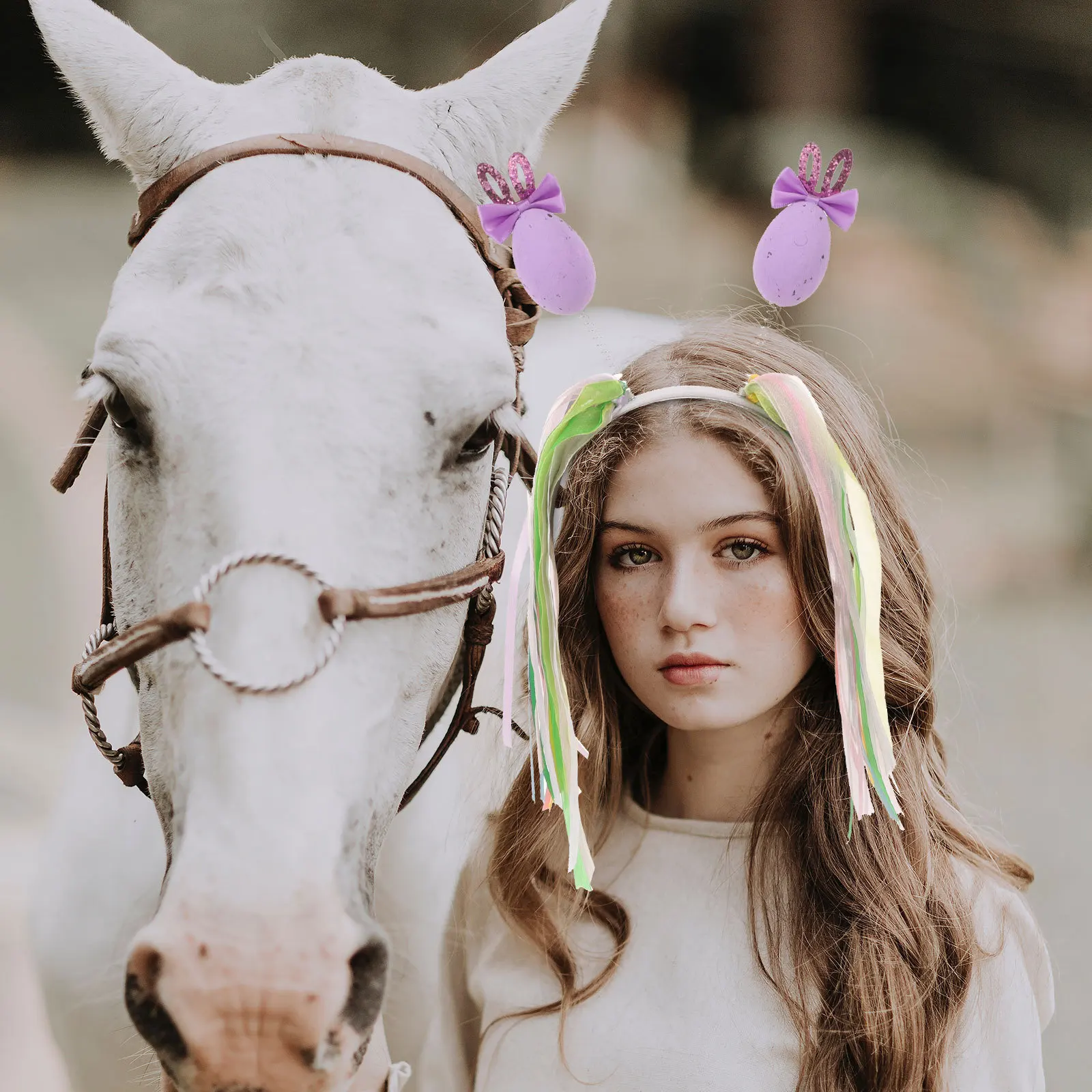 عصابة رأس على شكل أرنب عيد الفصح على شكل بيضة أرنب وأذن أرنب وإكسسوارات حفلات المهرجانات للفتيات والنساء لطيفة وخفيفة الوزن وقابلة للتعديل #4