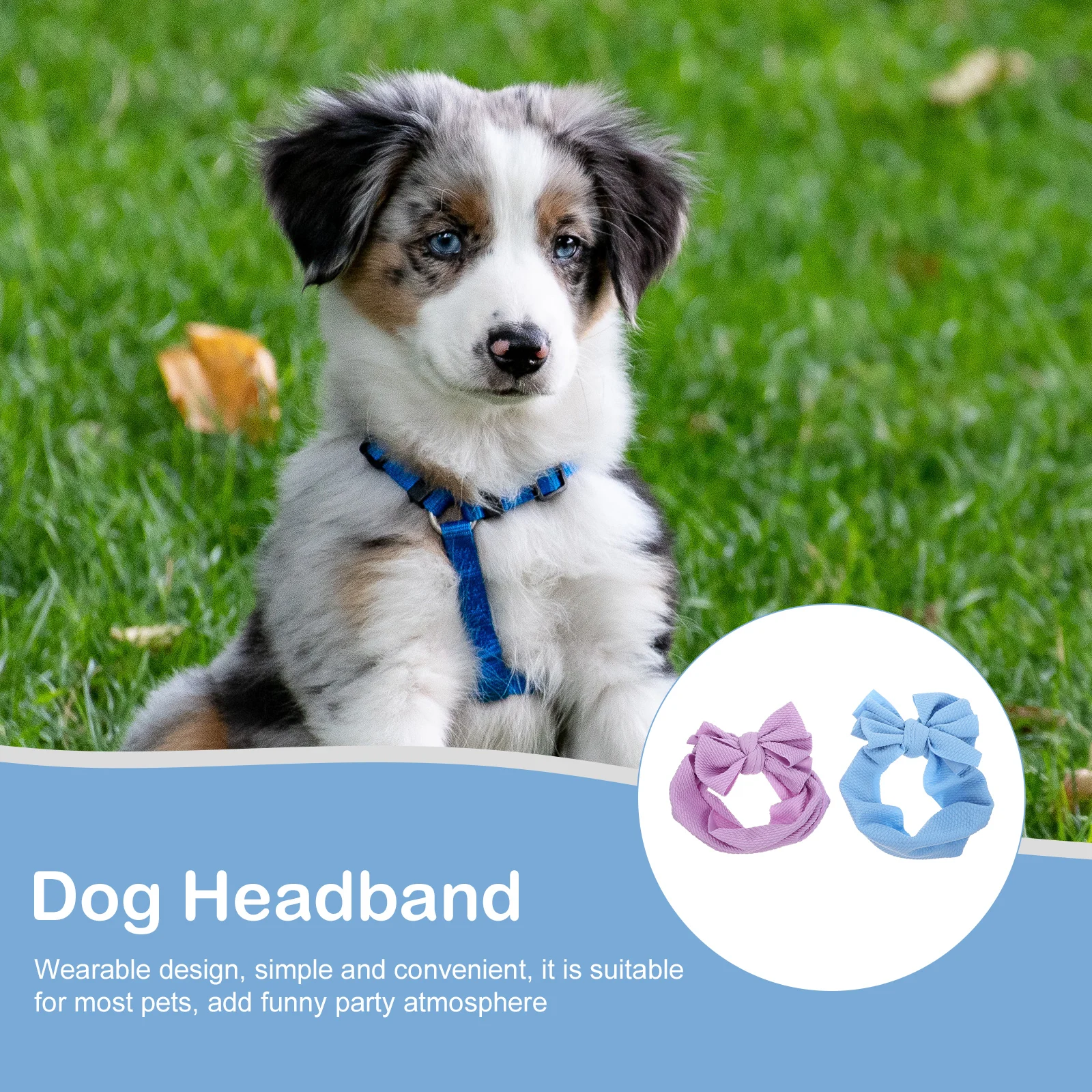 

2Pcs Pet Dog Bow Elastic Headband Decorative Puppy Hat Headwear Photo Prop Lightweight Comfortable Party Accessories