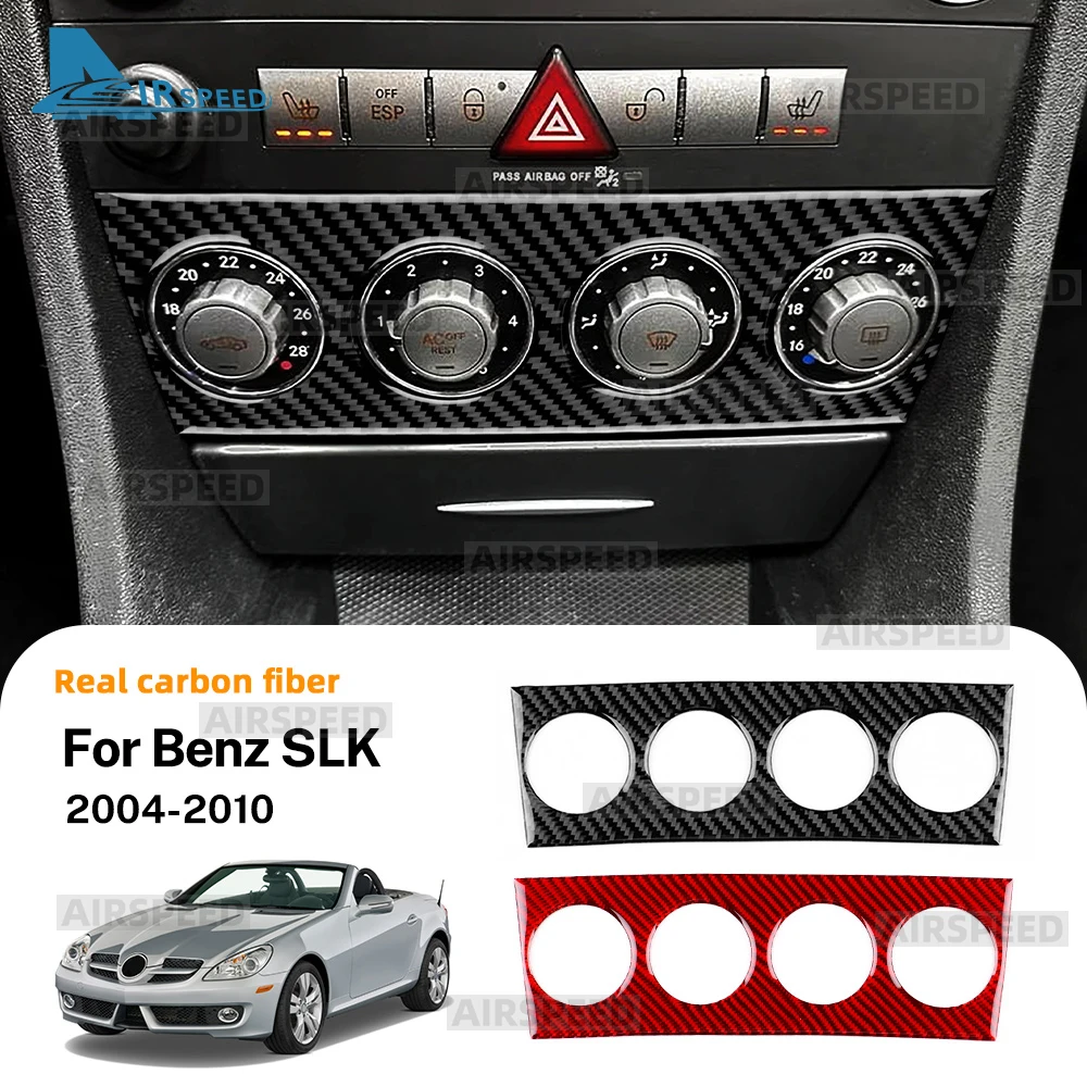 Real Soft Carbon Fiber Trim Sticker For Mercedes Benz SLK R171 2004 2005 2006 2007 2008 2009 2010 Car Central Control AC Panel