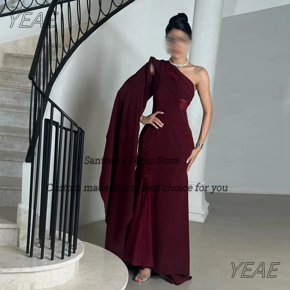 

Santorini Customized One Shoulder Prom Dresses Handmade Beaded Robes De Soirée Sexy Back Long Elegant Evening Gowns