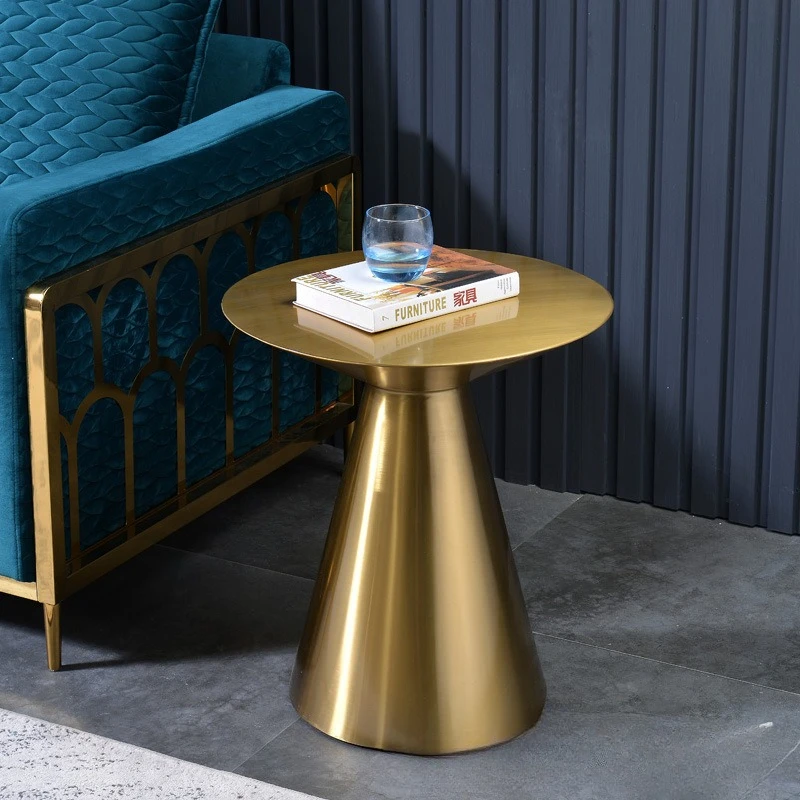 Creative side table, stainless steel bronze all-metal side table, villa living room titanium-plated simple coffee table