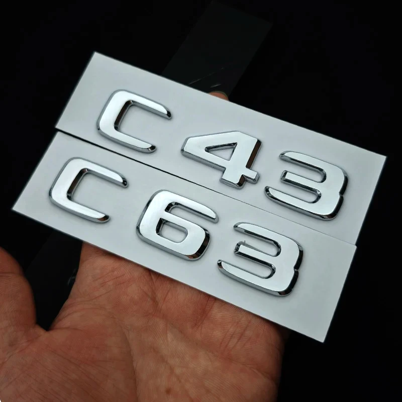 ABS Chrome Car Trunk C43 C63 Emblem Sticker V8 BITURBO 4MATIC Badge Decals Accessories For Mercedes Benz AMG W205 W206 C205 view 5