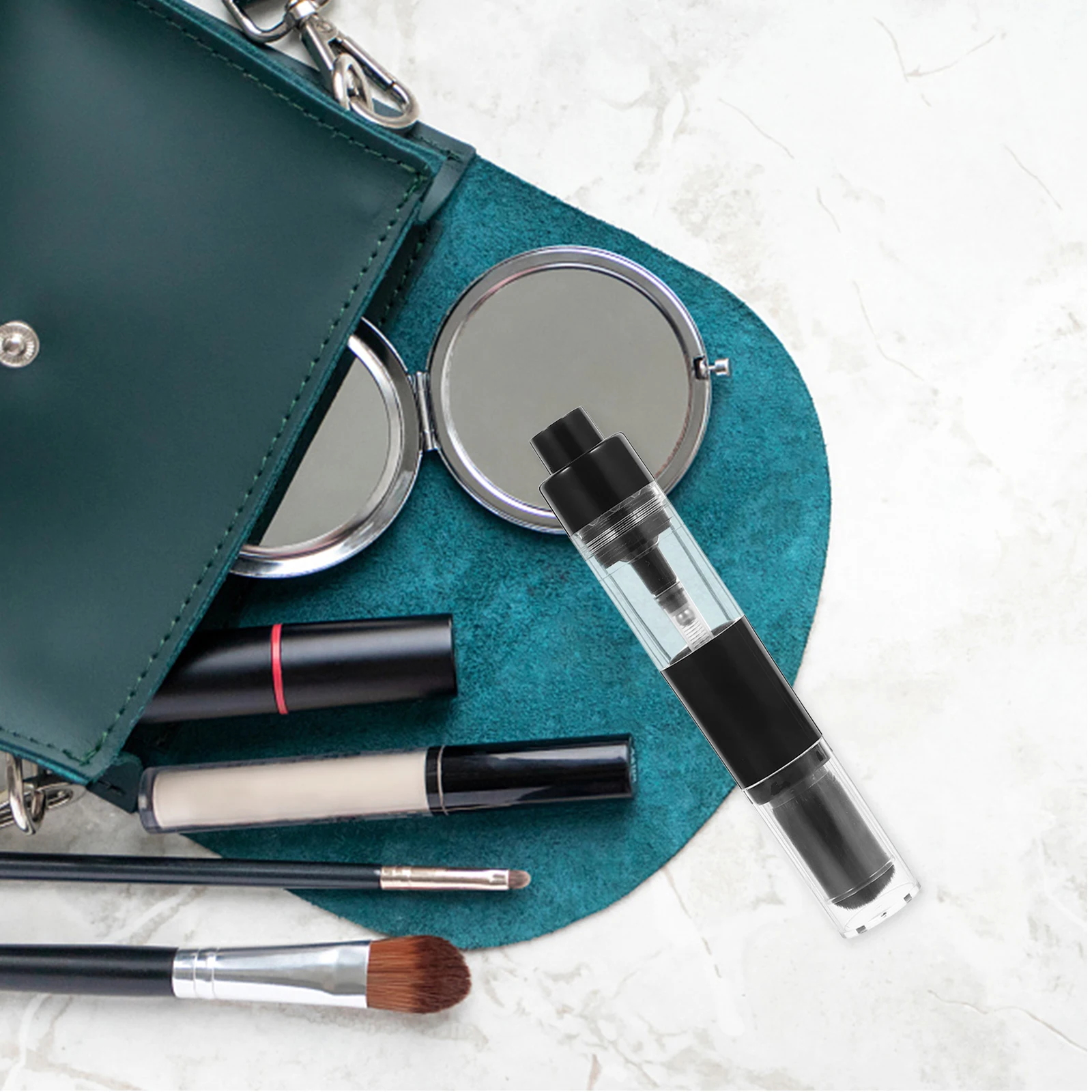 

Press Type Makeup Brush Refillable Powder Blush Foundation Brush For Travel Manicure Nail Cleaning Applicator