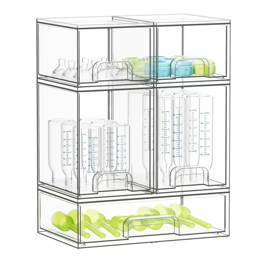 

Bottle Storage Organizer Baby Acrylic Bottles Station Organizer Container, Stackable Clear Drawers for Countertop, Vanity, Bathr