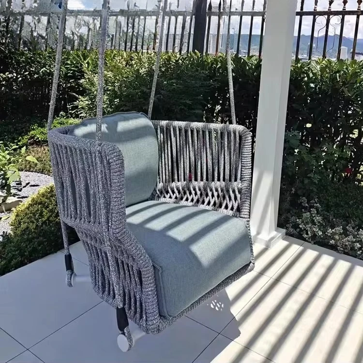 Garden Swing Chair Patio Outdoor Furniture Woven Rope Aluminum Rocking Swinging Basket Courtyard Hanging Hammock Manufacturer