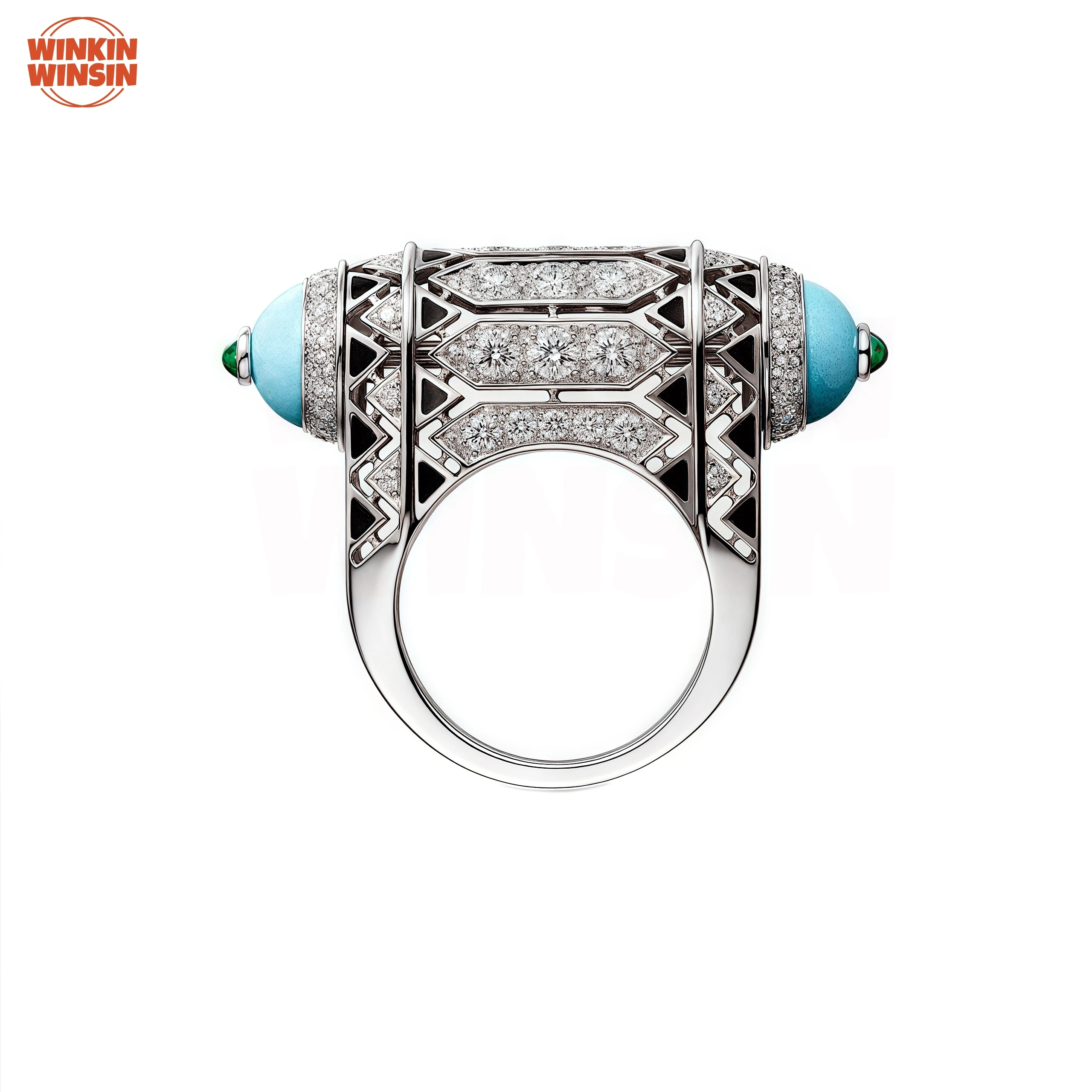 

Winkin Winsin Luxury Natural Coral Lab-Grown Gemstones 925 Sterling Silver Rings High-Carbon Diamond Jewelry Rings For Men Women