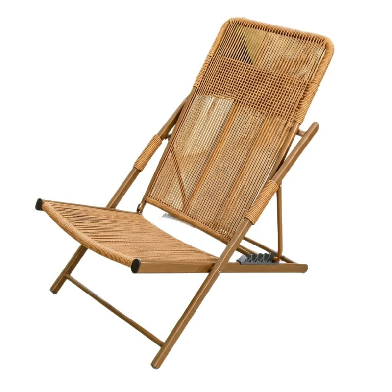 Folding chair recliner household lunch break waterproof sunscreen rattan chair back chair courtyard open-air garden balcony