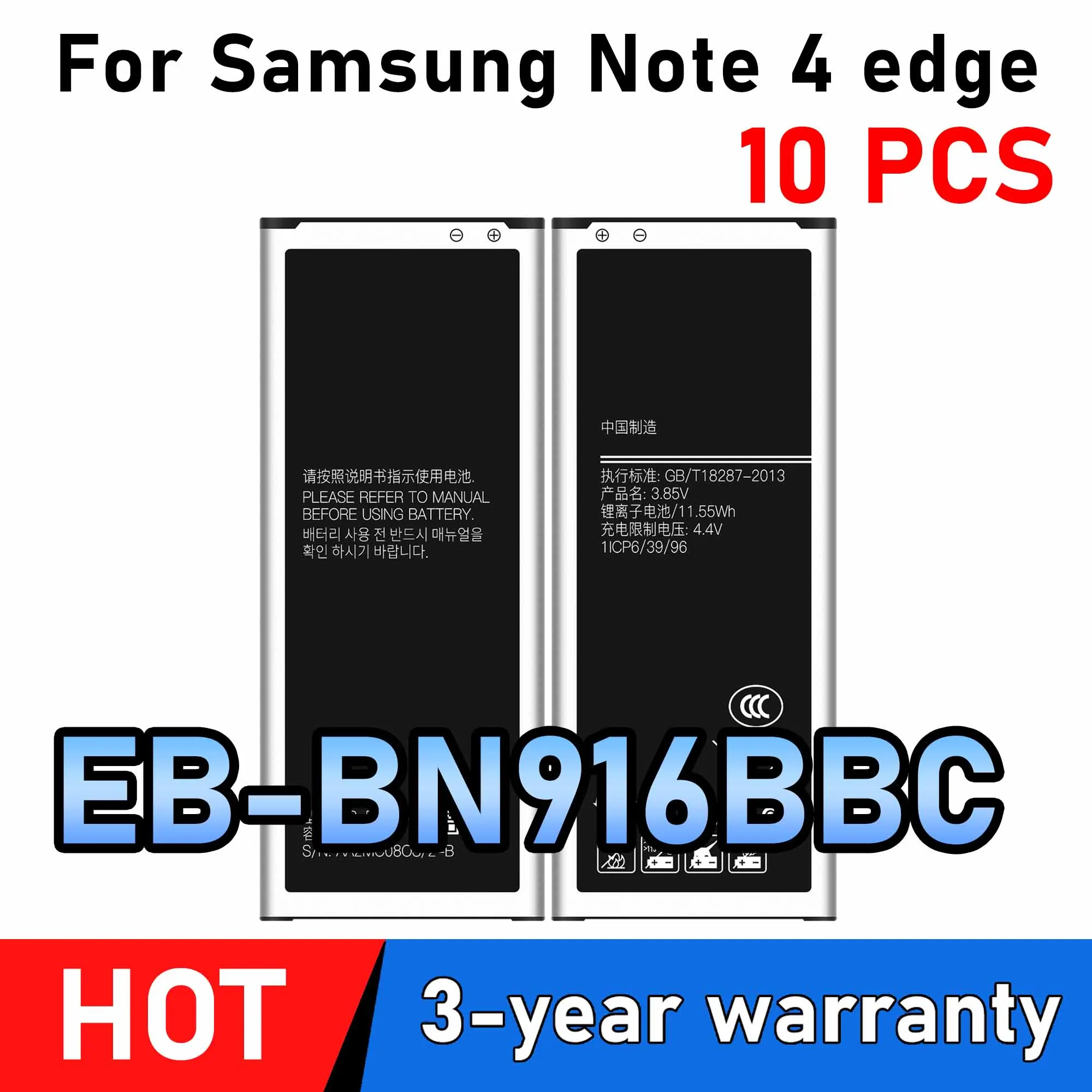 10Pcs/lot EB-BN916BBC 3000mAh Battery For Samsung Galaxy NOTE4 N9100 N9106W N9108V N9109V Note 4 Batteries