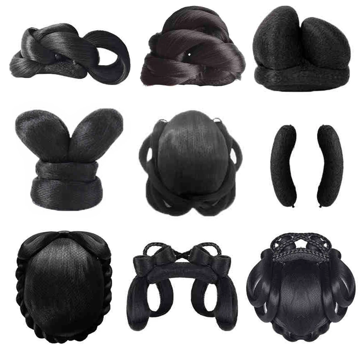 Synthetic Hanfu Ancient Costume Chinese Ancient Synthetic Wig Chignon Princess Hair Bun Cosplay Wig For Women