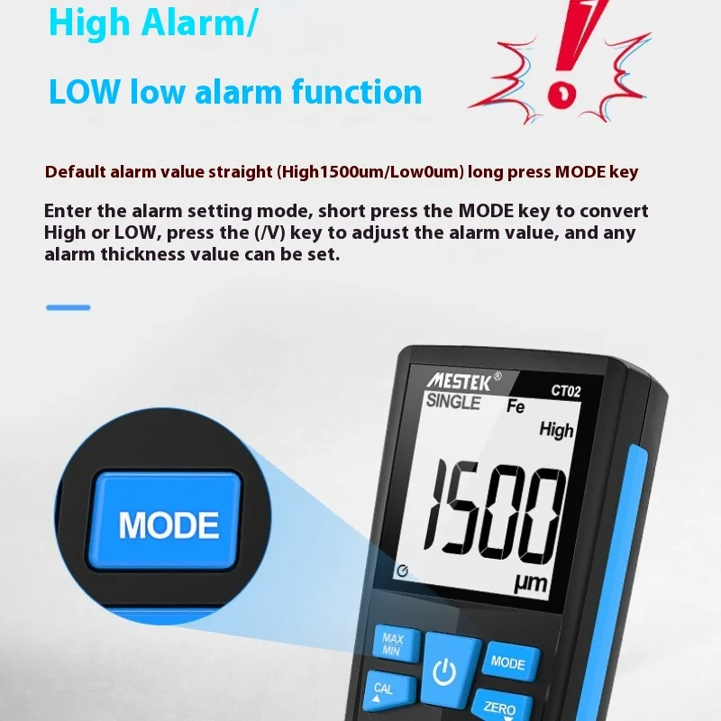 Coating Thickness Gauge High Precision Iron Aluminum Dual-purpose Automotive Paint Film Thickness Tester Thickness Gauge CT02