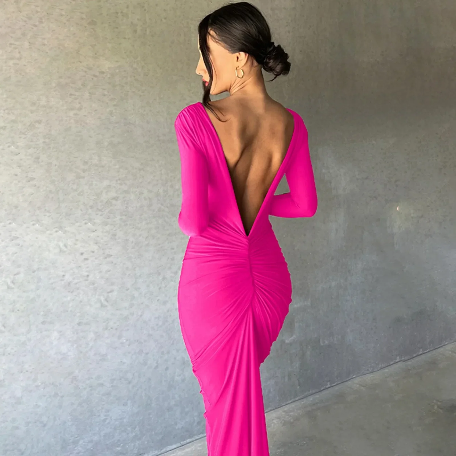 

Sexy Dresses Women 2023 Autumn Party Club Evening Dress Streetwear Backless Bodycon Long Dress Wholesale Items For Business
