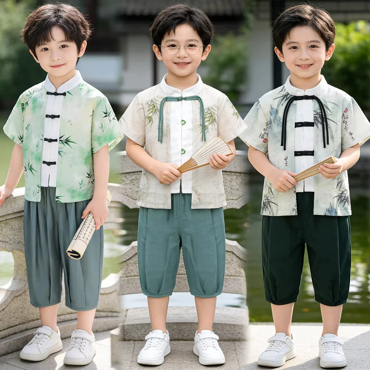 Chinese Clothes for Toddler Boys Hanfu Suit Set Traditional Outfit Kids Birthday Party Gifts School Graduation Ceremony Costume