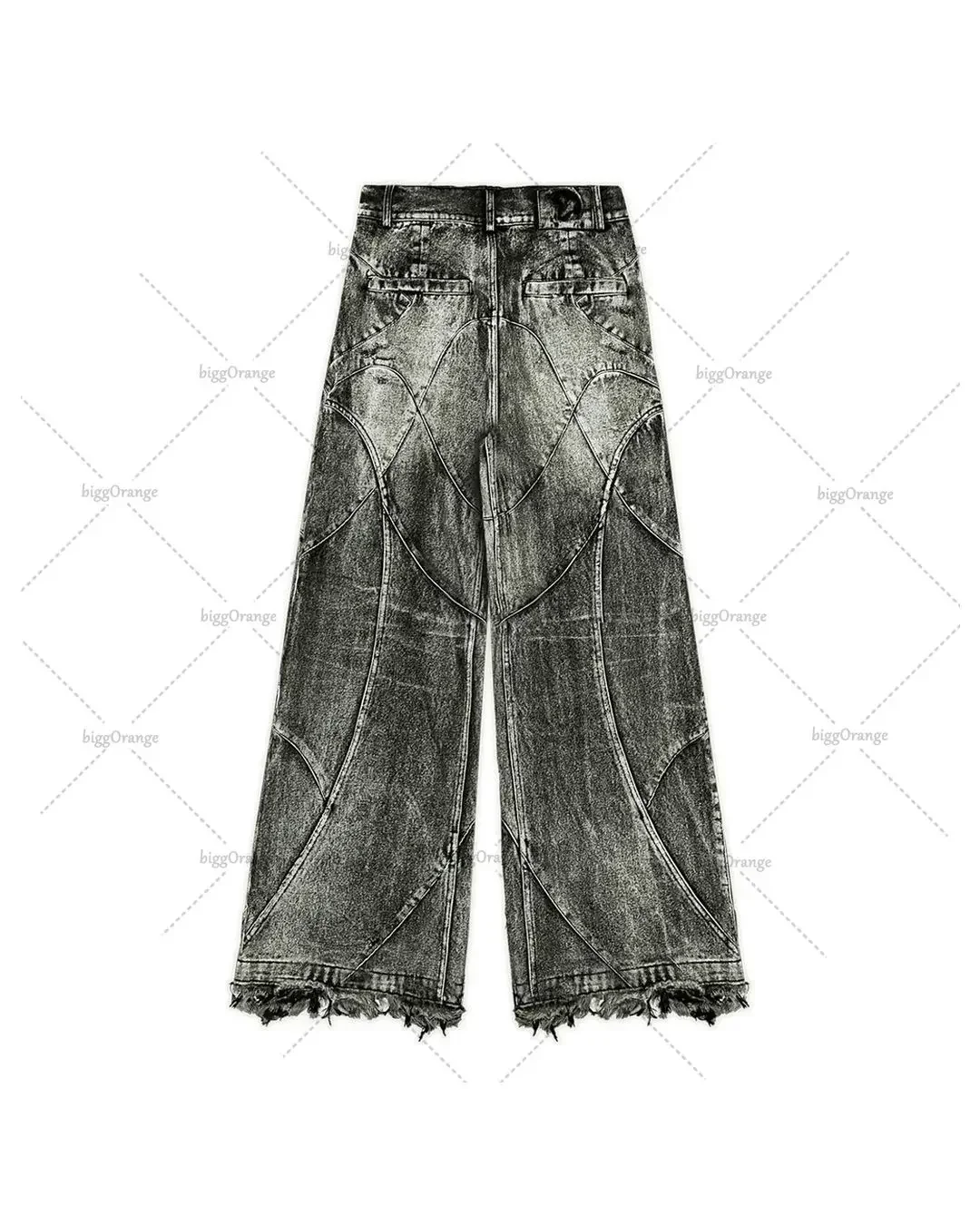 Y2K Harajuku Gray Spliced Washed Jeans Men's Gothic Style Street Trend Clothing Retro Loose Wide Leg Pants Autumn Baggy Jeans