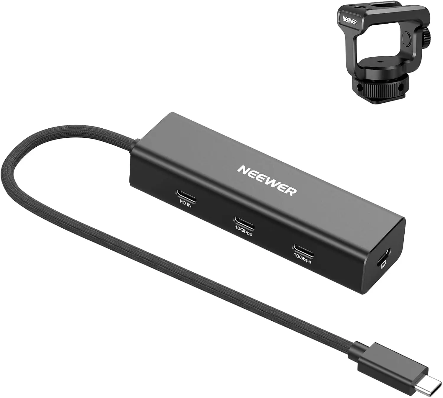 NEEWER USB-C Hub Dock mit Cold Shoe Halterung, 4-in-1 USB 3.1 Gen2 Extender Multiport Adapter Dongle 100W PD Ladestation – Detail 1