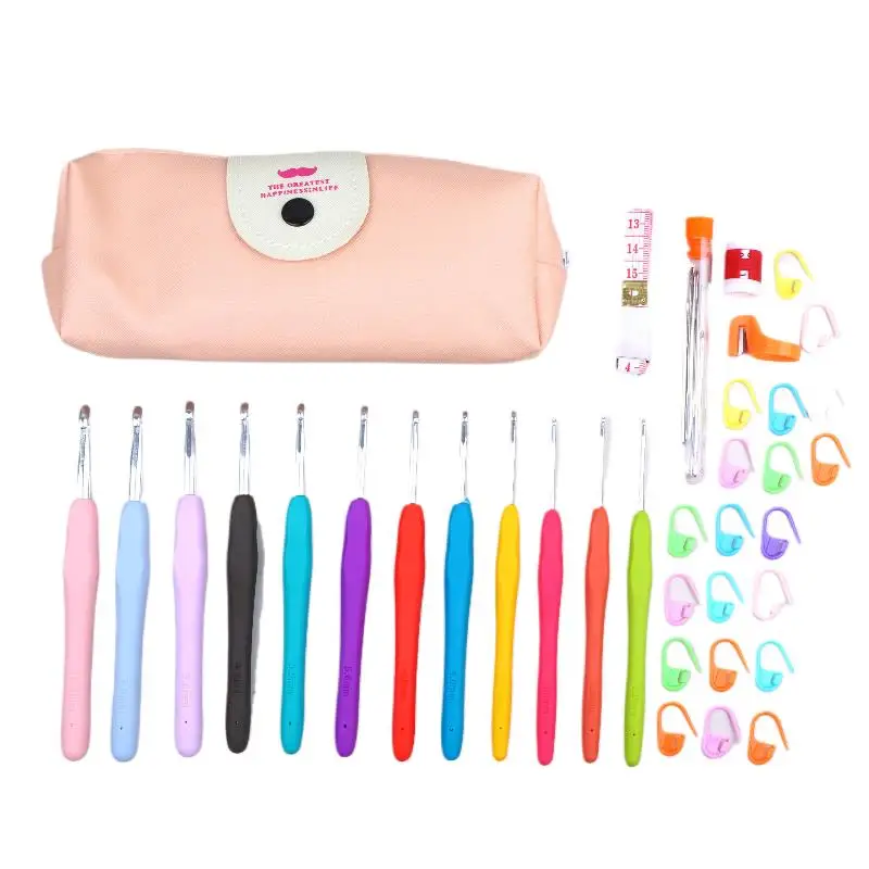 Tragbares Häkelnadel-Set, mehrfarbige Stricknadeln mit Aufbewahrungstasche, Werkzeugset zum Weben für DIY-Strick-, Näh- und Bastelprojekte. – Detail 10