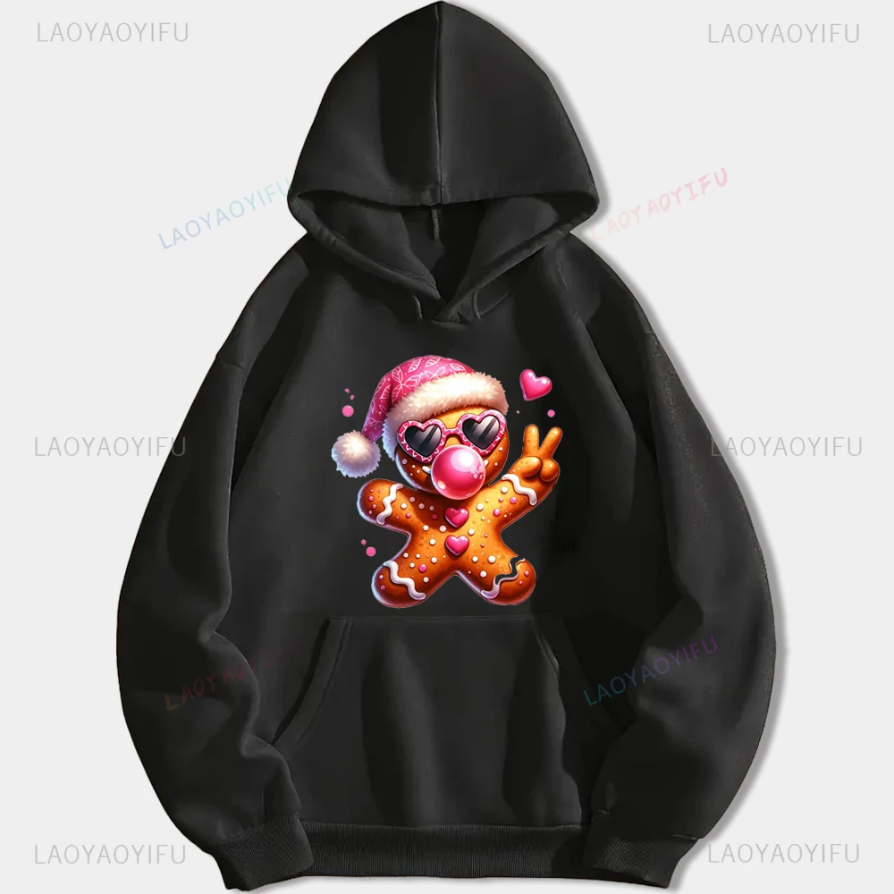 Funny Christmas Cookie Man Blowing Bubble Gum Printed Pullover Fashion Casual Streetwear Hip-hop Hipster Winter Hot Sale Hoodies