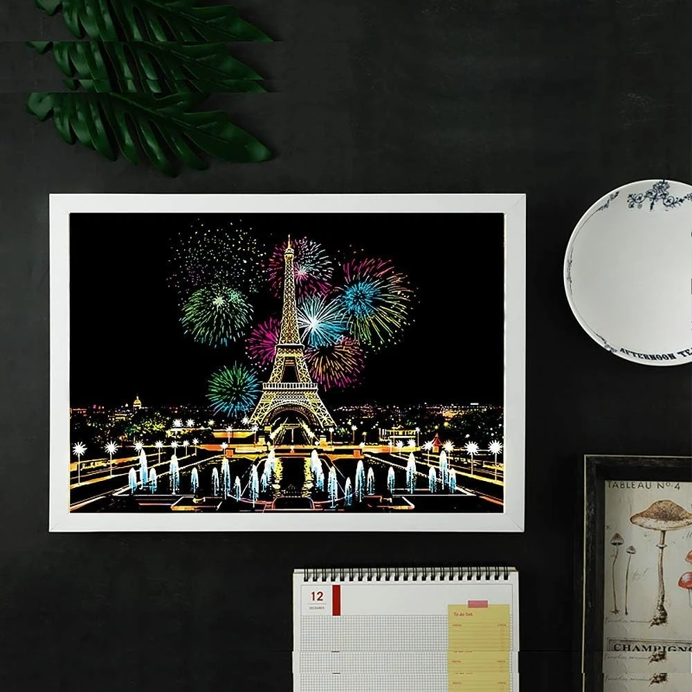 Kraspapier regenboog schilderij schetsblok DIY kunst en ambachtelijk nachtscène krasbord voor volwassenen en tieners